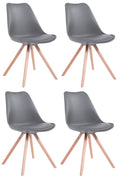 4-delige Set Stoelen Kunstleer - Bezoekersstoelen - Luxe Comfort & Modern Design Kleur grijs Onderstel Kleur natuur