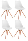 4-delige Set Stoelen Kunstleer - Bezoekersstoelen - Luxe Comfort & Modern Design Kleur wit Onderstel Kleur natuur