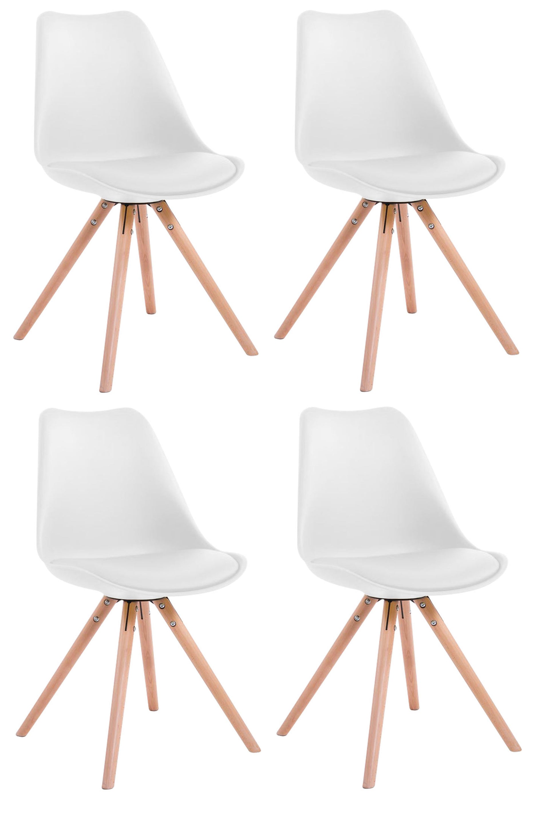 4-delige Set Stoelen Kunstleer - Bezoekersstoelen - Luxe Comfort & Modern Design Kleur wit Onderstel Kleur natuur