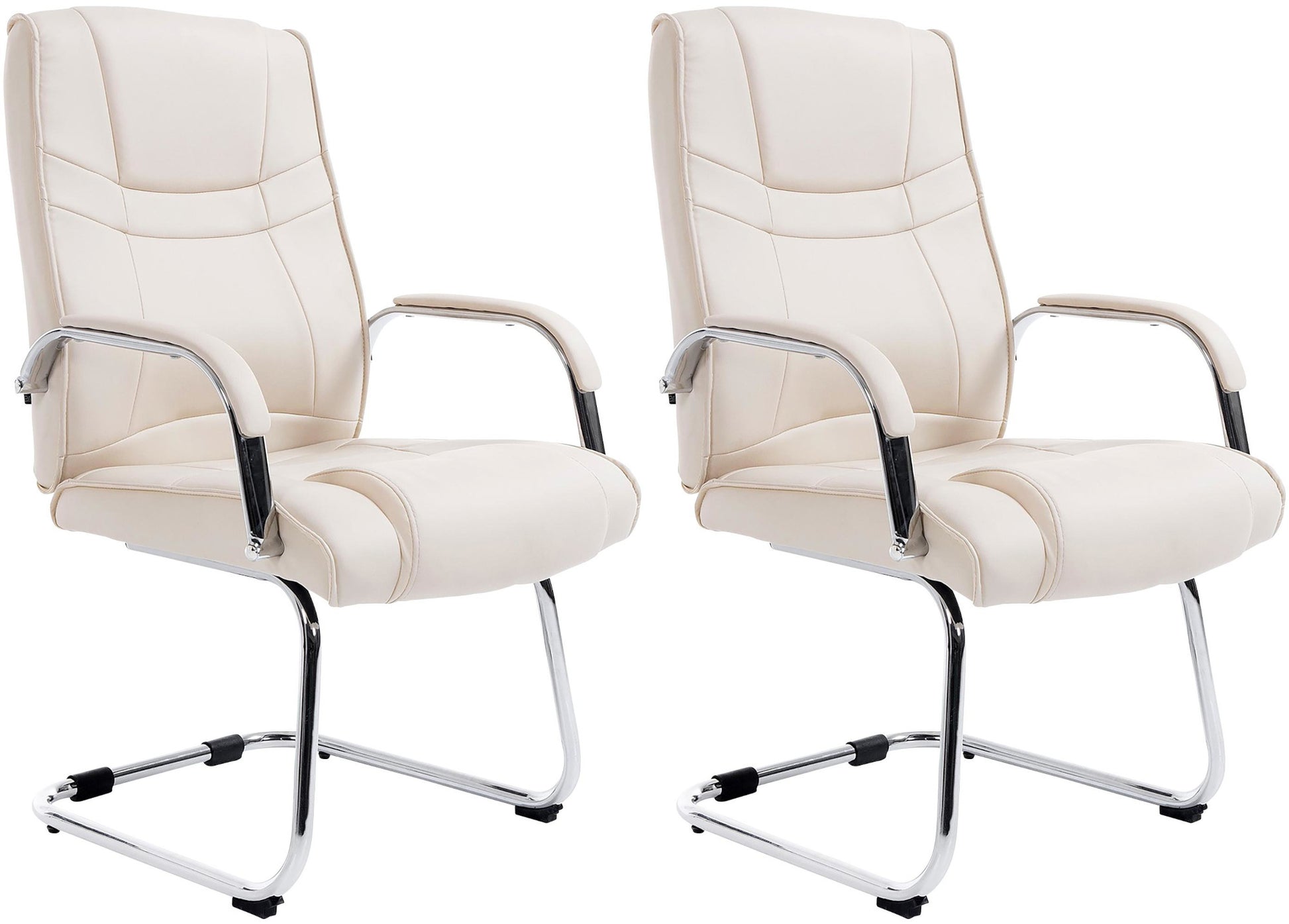 2-delige set XXl-sledestoelen - Kunstlederen Bekleding - Hoog Zitcomfort en Duurzaam Ontwerp Kleur crème