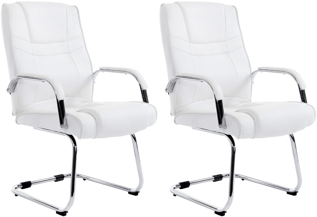 Set van 2 Eetkamerstoelen - Cantilever Stoelen - Max. Belastbaarheid 180 kg Kleur wit