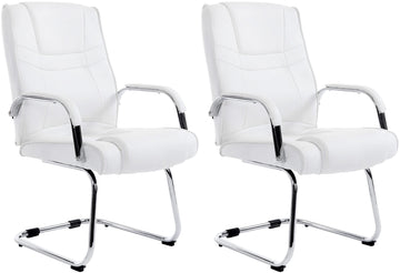 Set van 2 Eetkamerstoelen - Cantilever Stoelen - Max. Belastbaarheid 180 kg Kleur wit