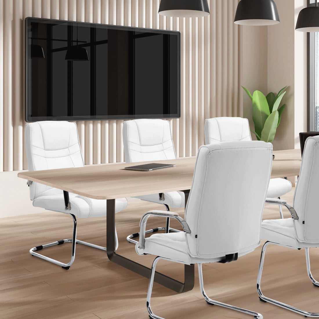 Set van 2 Eetkamerstoelen - Cantilever Stoelen - Max. Belastbaarheid 180 kg Kleur wit