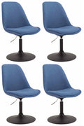 4-delige set Eetkamerstoelen - Keukenstoelen - Modern ontwerp, comfort zitten Kleur blauw Onderstel Kleur zwart