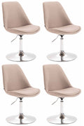 4-delige set Eetkamerstoelen - Keukenstoelen - Modern ontwerp, comfort zitten Kleur taupe Onderstel Kleur chroom