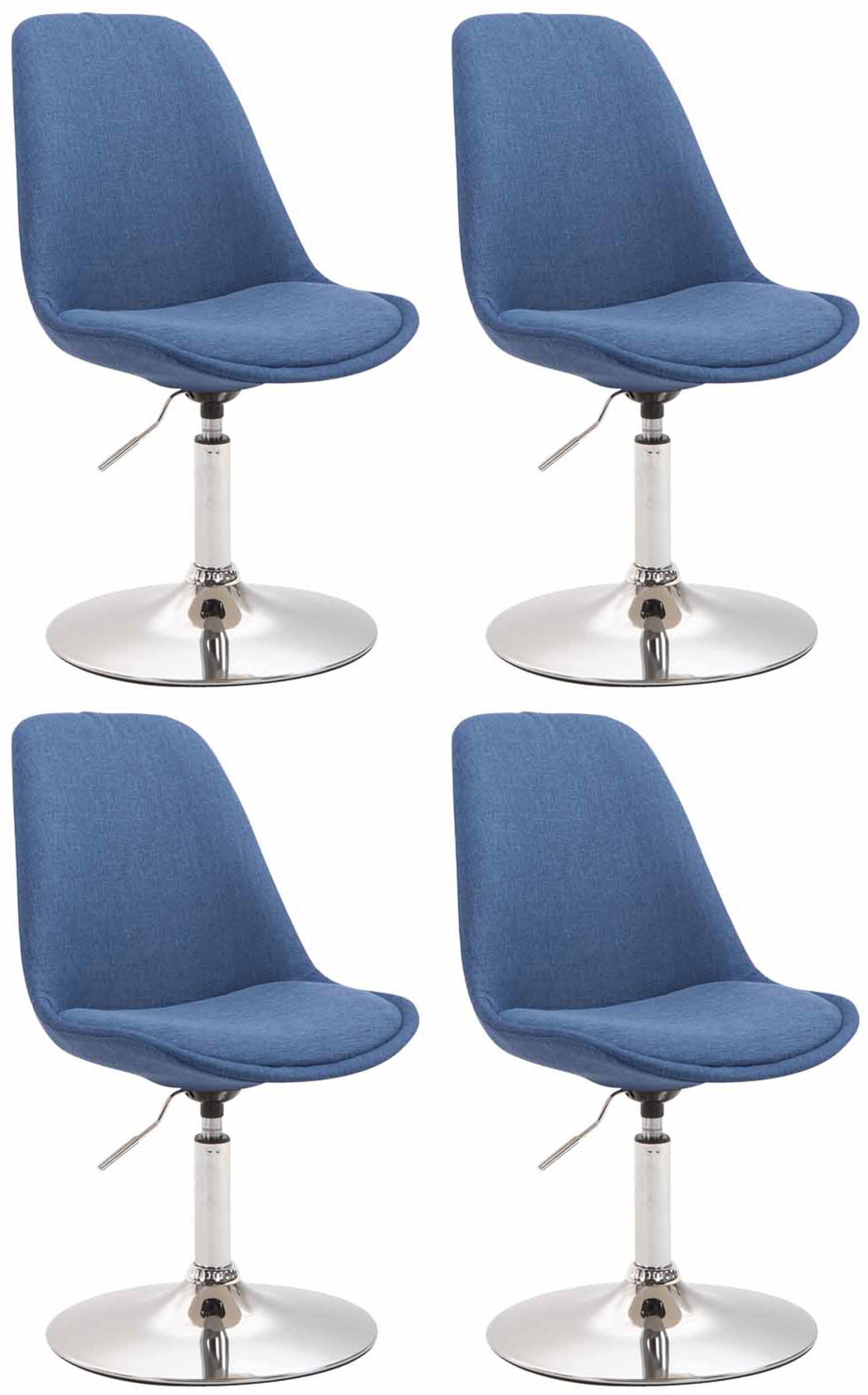 4-delige set Eetkamerstoelen - Keukenstoelen - Modern ontwerp, comfort zitten Kleur blauw Onderstel Kleur chroom