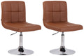 2-delige Set Lounger Stoelen - Luxe Kunstleer - Hoogte Verstelbaar, Chroom-look Frame Kleur lichtbruin