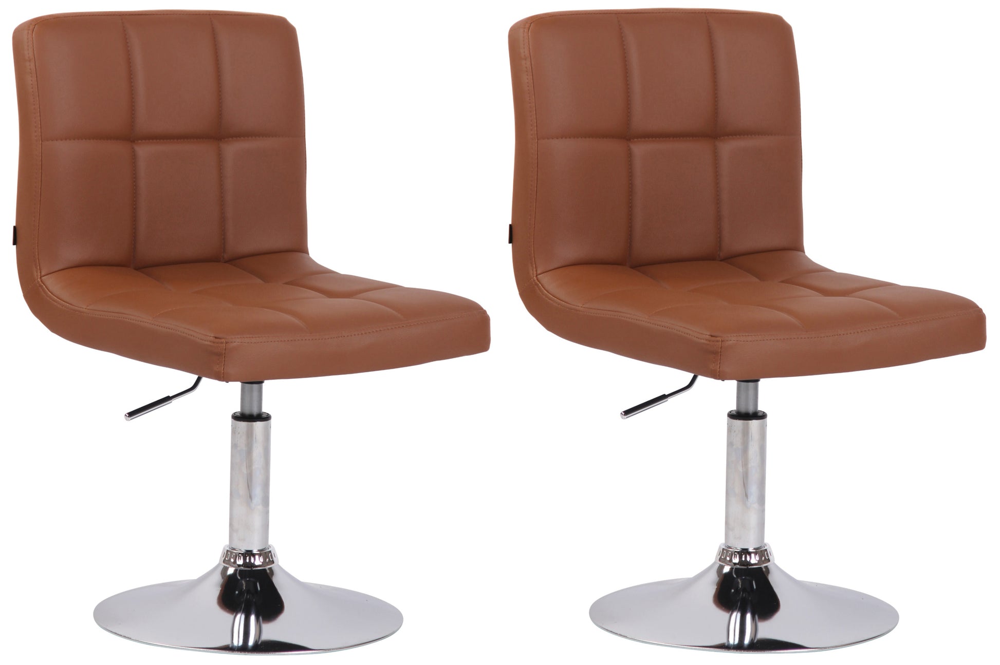 2-delige Set Lounger Stoelen - Luxe Kunstleer - Hoogte Verstelbaar, Chroom-look Frame Kleur lichtbruin