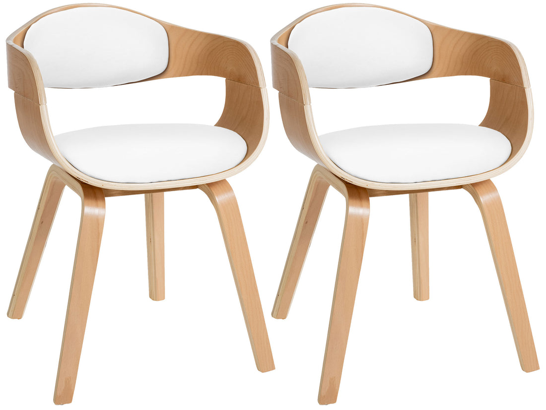 Set van 2 Kunstlederen Eetkamerstoelen - Wachtkamerstoelen - Onderhoudsvriendelijk en Stabiel Kleur natuurlijk/wit