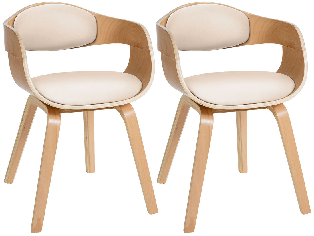 Set van 2 Kunstlederen Eetkamerstoelen - Wachtkamerstoelen - Onderhoudsvriendelijk en Stabiel Kleur natuurlijk/wit