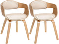 Set van 2 Kunstlederen Eetkamerstoelen - Wachtkamerstoelen - Onderhoudsvriendelijk en Stabiel Kleur natuur/creme