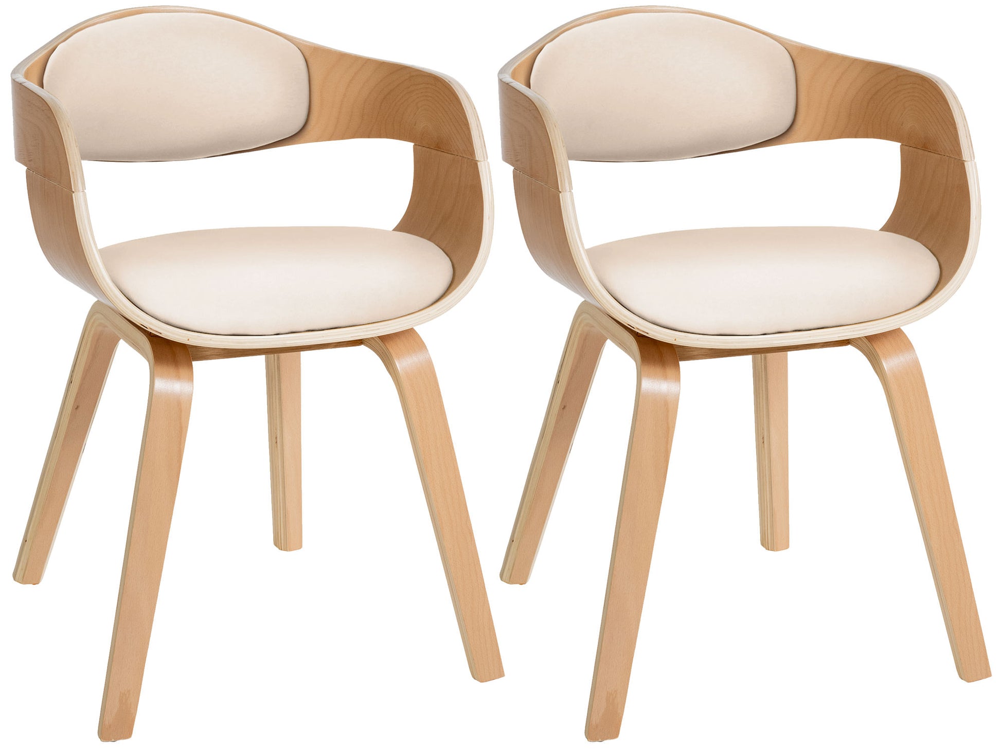 Set van 2 Kunstlederen Eetkamerstoelen - Wachtkamerstoelen - Onderhoudsvriendelijk en Stabiel Kleur natuur/creme