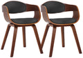 Set van 2 Kunstlederen Eetkamerstoelen - Wachtkamerstoelen - Onderhoudsvriendelijk en Stabiel Kleur walnoot/zwart