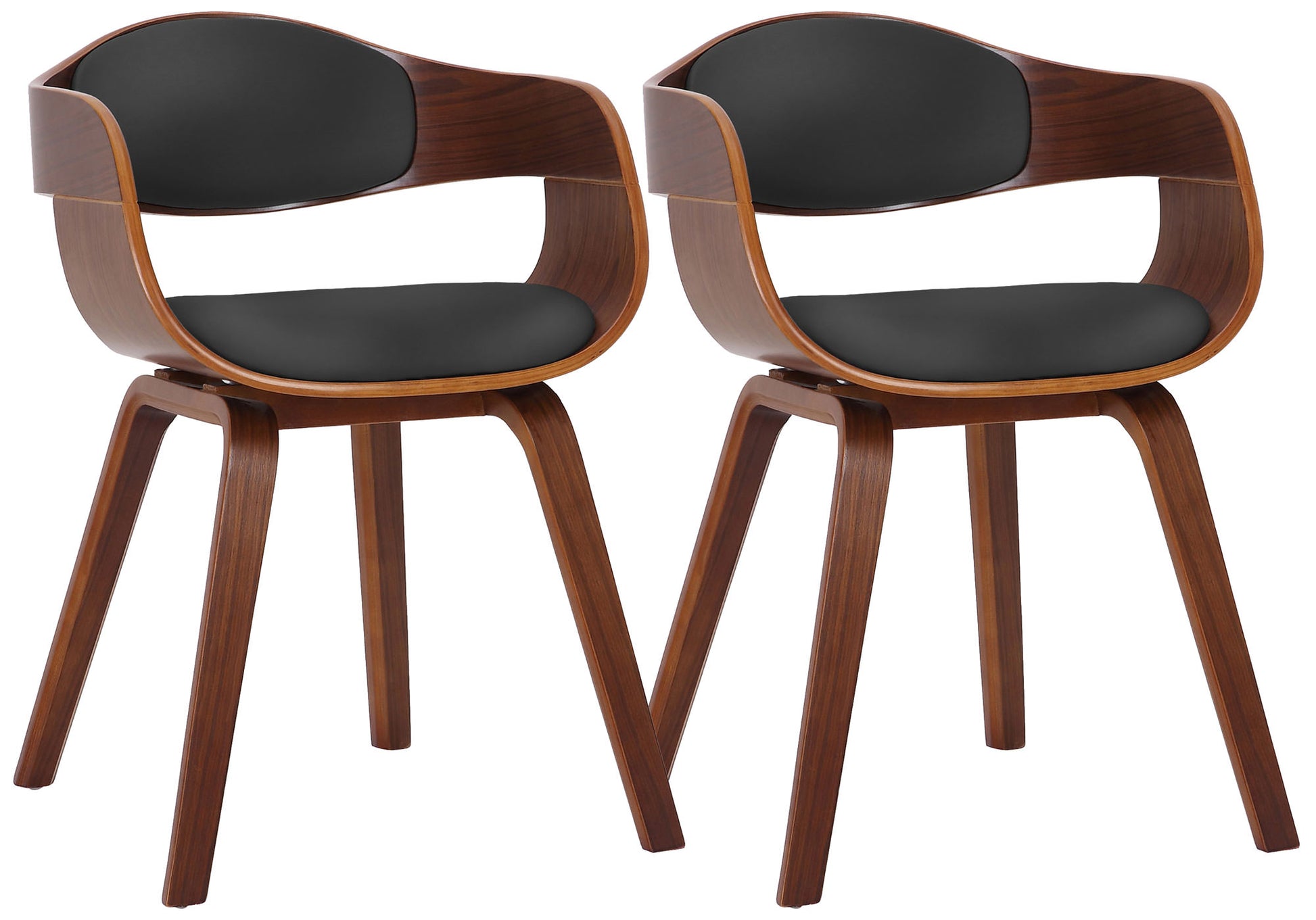 Set van 2 Kunstlederen Eetkamerstoelen - Wachtkamerstoelen - Onderhoudsvriendelijk en Stabiel Kleur walnoot/zwart