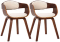 Set van 2 Kunstlederen Eetkamerstoelen - Wachtkamerstoelen - Onderhoudsvriendelijk en Stabiel Kleur walnoot/creme
