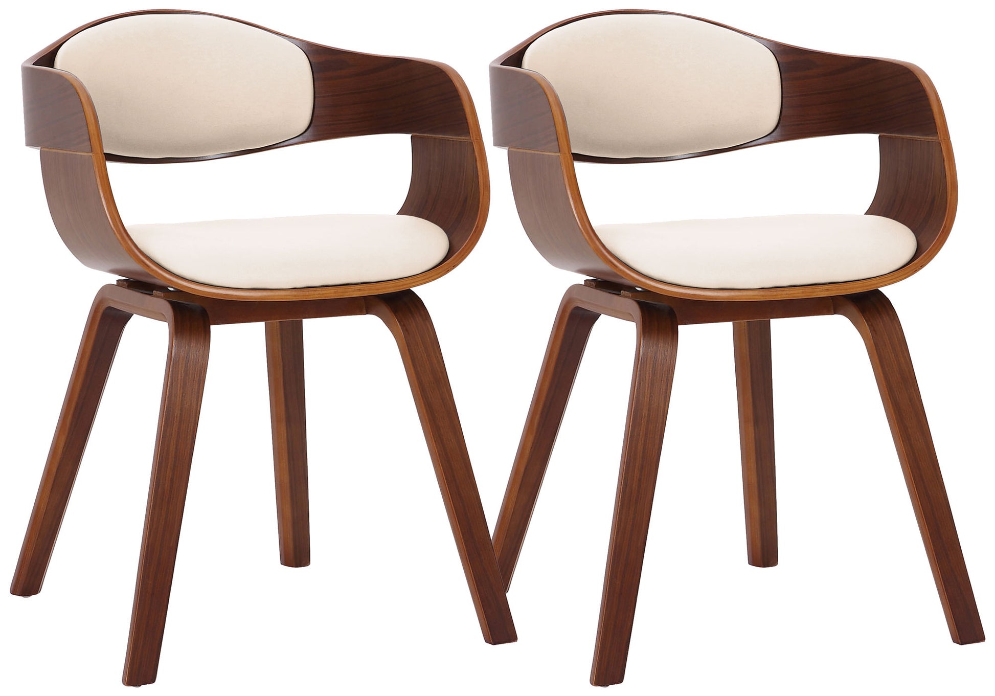 Set van 2 Kunstlederen Eetkamerstoelen - Wachtkamerstoelen - Onderhoudsvriendelijk en Stabiel Kleur walnoot/creme