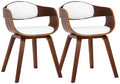 Set van 2 Kunstlederen Eetkamerstoelen - Wachtkamerstoelen - Onderhoudsvriendelijk en Stabiel Kleur walnoot/wit