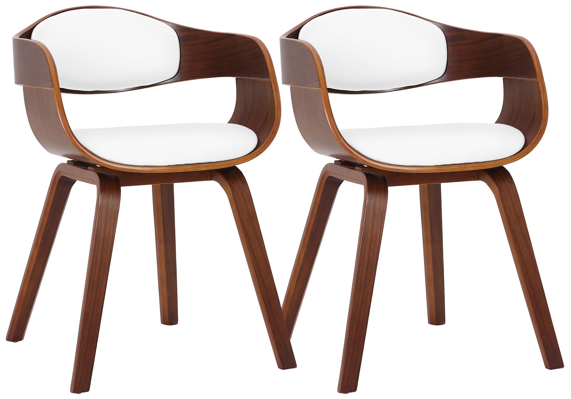 Set van 2 Kunstlederen Eetkamerstoelen - Wachtkamerstoelen - Onderhoudsvriendelijk en Stabiel Kleur walnoot/wit