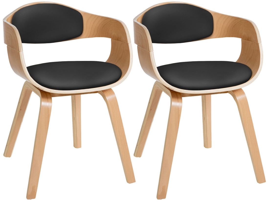 Set van 2 Eetkamerstoelen - Dining Chairs - Stijlvol & Eenvoudig te Reinigen Kleur natuur/zwart