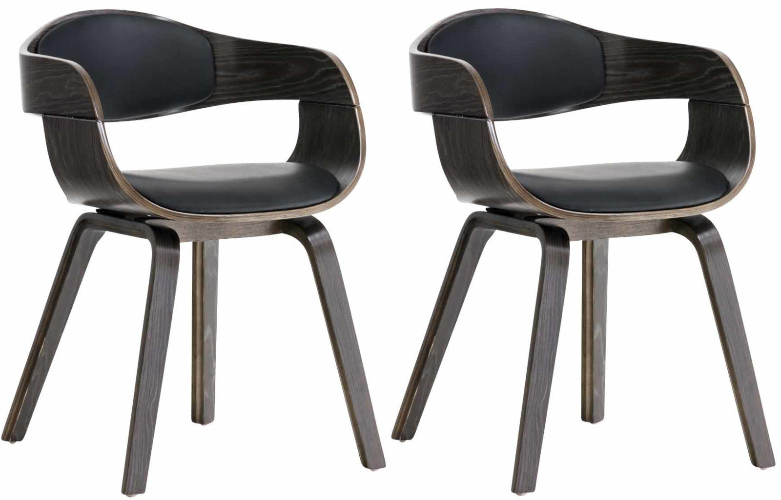 Set van 2 Kunstlederen Eetkamerstoelen - Wachtkamerstoelen - Onderhoudsvriendelijk en Stabiel Kleur zwart/grijs