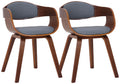 Set van 2 Kunstlederen Eetkamerstoelen - Wachtkamerstoelen - Onderhoudsvriendelijk en Stabiel Kleur walnoot/grijs