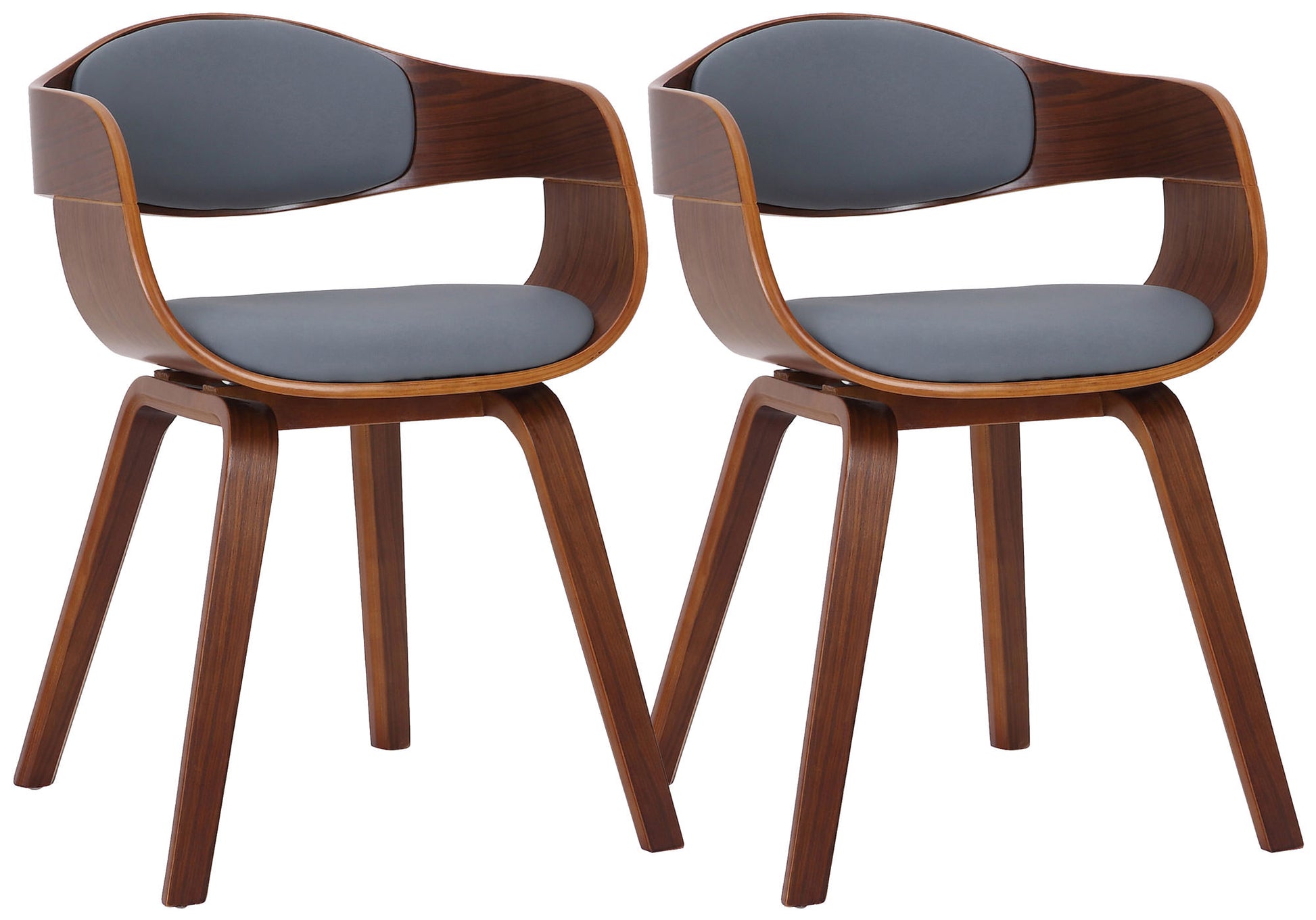 Set van 2 Kunstlederen Eetkamerstoelen - Wachtkamerstoelen - Onderhoudsvriendelijk en Stabiel Kleur walnoot/grijs