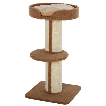 Kattenkrabpaal met platformen en sisal | Kleur: Lichtbruin | Afmetingen: 45x45x81 cm