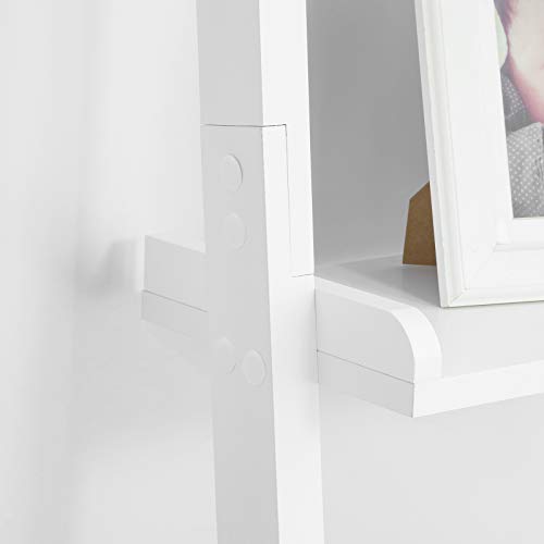 Wit Modern 5-laags houten ladderplank-opbergrek Wandplank Boekenkast