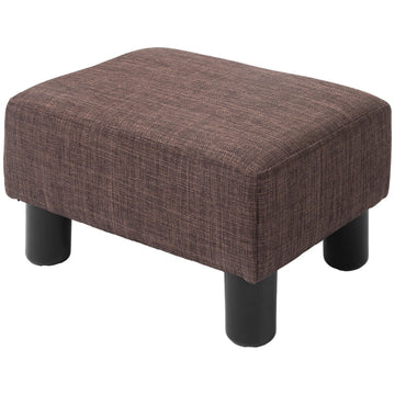 Voetenbankje met linnenlook bekleding - Bruin | Kleur: Bruin | Afmetingen: 40x30x24 cm