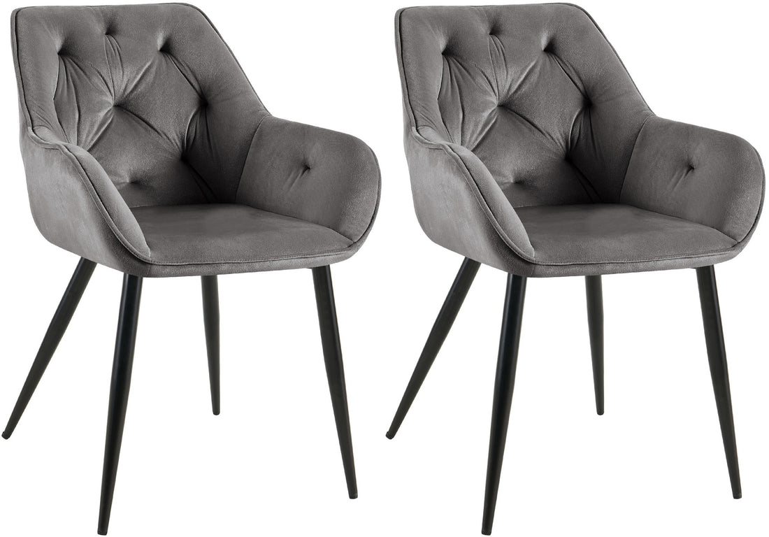 Set van 2 Fluwelen Eetkamerstoelen - Keukenstoelen - Comfortabel en Stijlvol Design Kleur donkergrijs