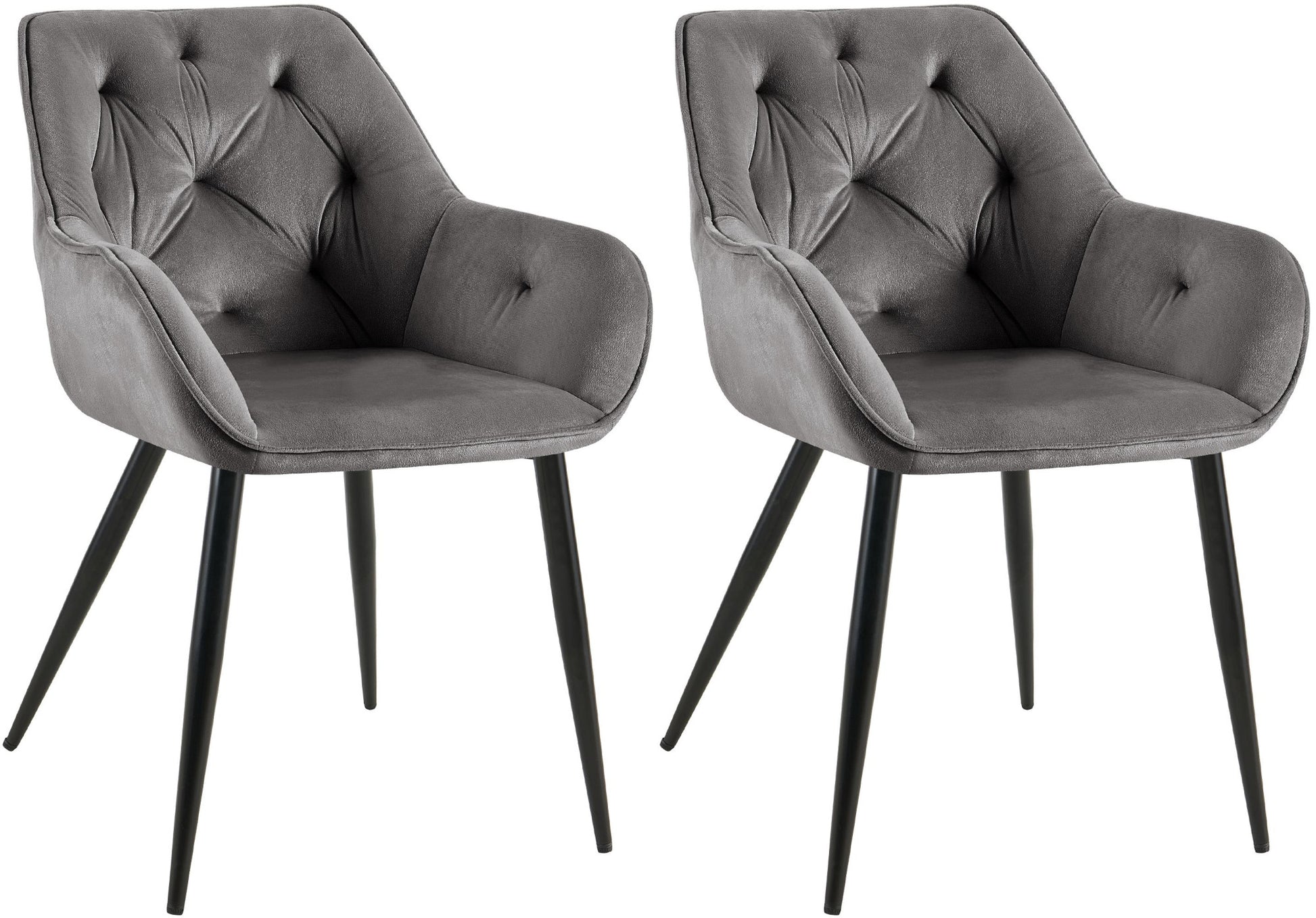 Set van 2 Fluwelen Eetkamerstoelen - Keukenstoelen - Comfortabel en Stijlvol Design Kleur donkergrijs