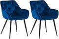 2-delige Set Eetkamerstoel - Keukenstoelen - Fluwelen Bekleding voor Comfort Kleur blauw Materiaal zacht
