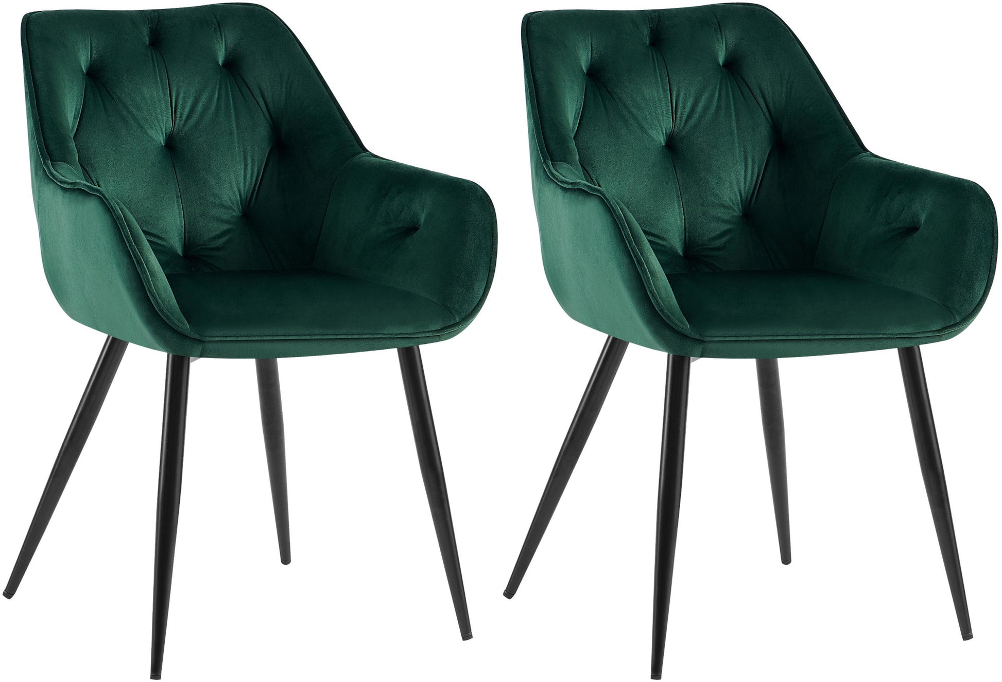 2-delige Set Eetkamerstoel - Keukenstoelen - Fluwelen Bekleding voor Comfort Kleur groen Materiaal zacht