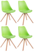 4-delige Stoelenset Kunstleer - Gastenstoelen - Optimaal Zitcomfort Kleur groen Onderstel Kleur natuur
