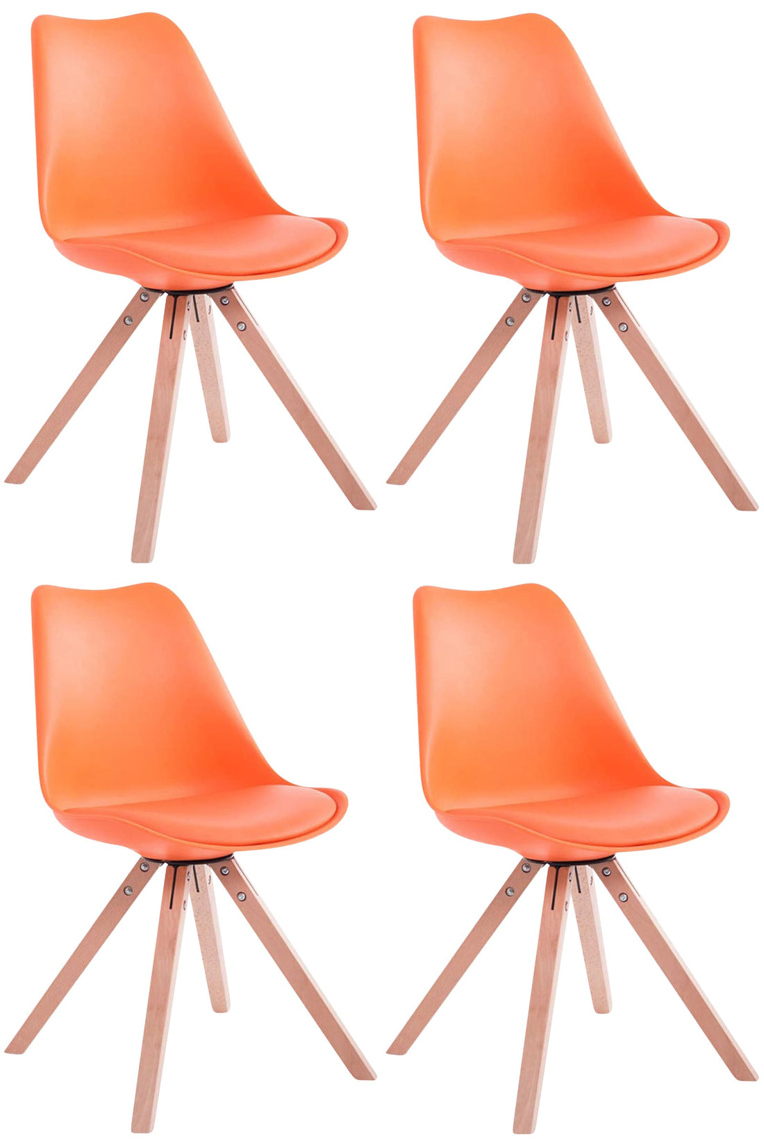 4-delige Stoelenset Kunstleer - Gastenstoelen - Optimaal Zitcomfort Kleur groen Onderstel Kleur natuur