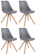4-delige Stoelenset Kunstleer - Gastenstoelen - Optimaal Zitcomfort Kleur grijs Onderstel Kleur natuur