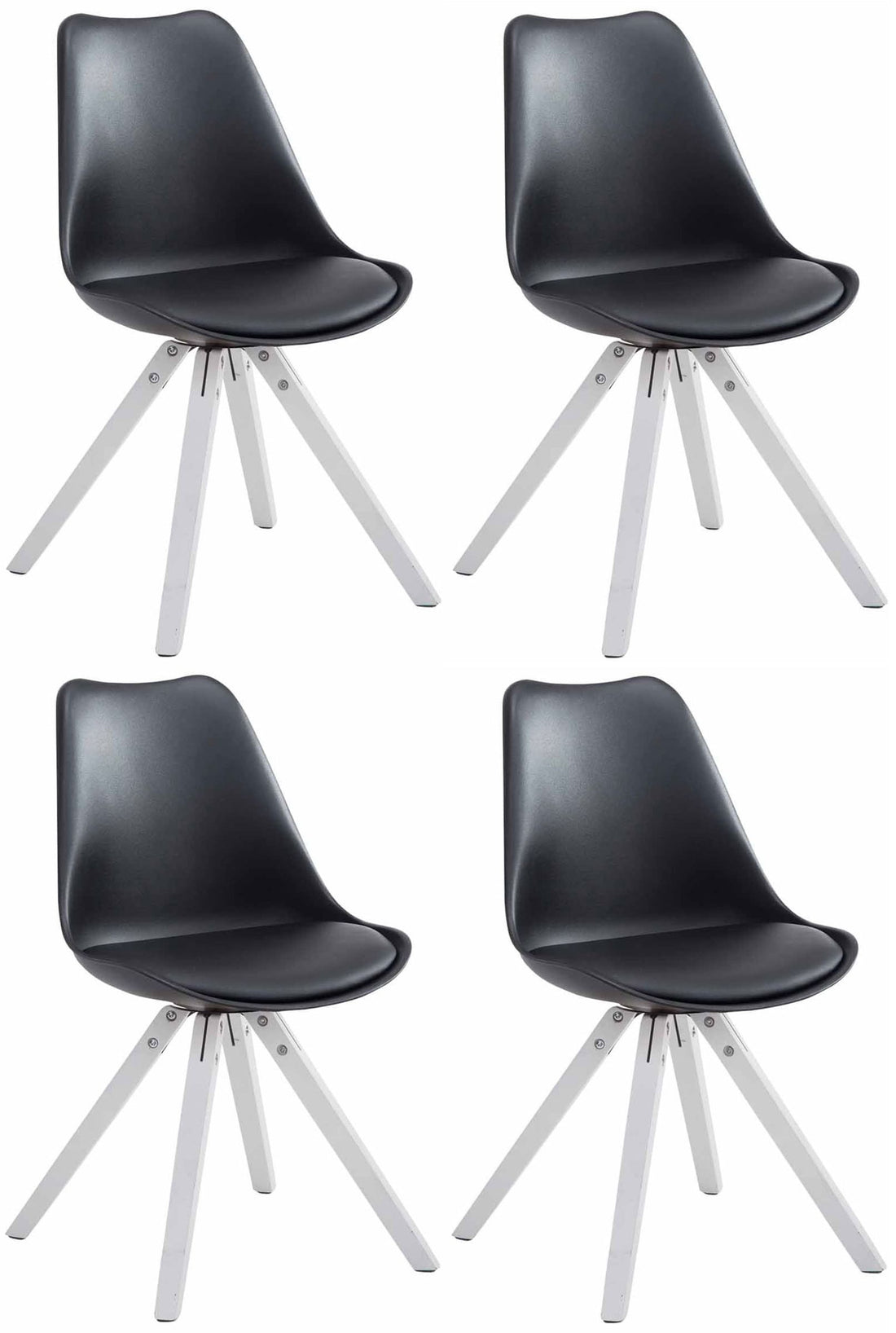 Set van 4 Kunstleren Stoelen - Eetkamerstoelen - Uitstekend Zitcomfort Kleur zwart