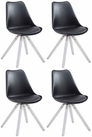 Set van 4 Kunstleren Stoelen - Eetkamerstoelen - Uitstekend Zitcomfort Kleur zwart