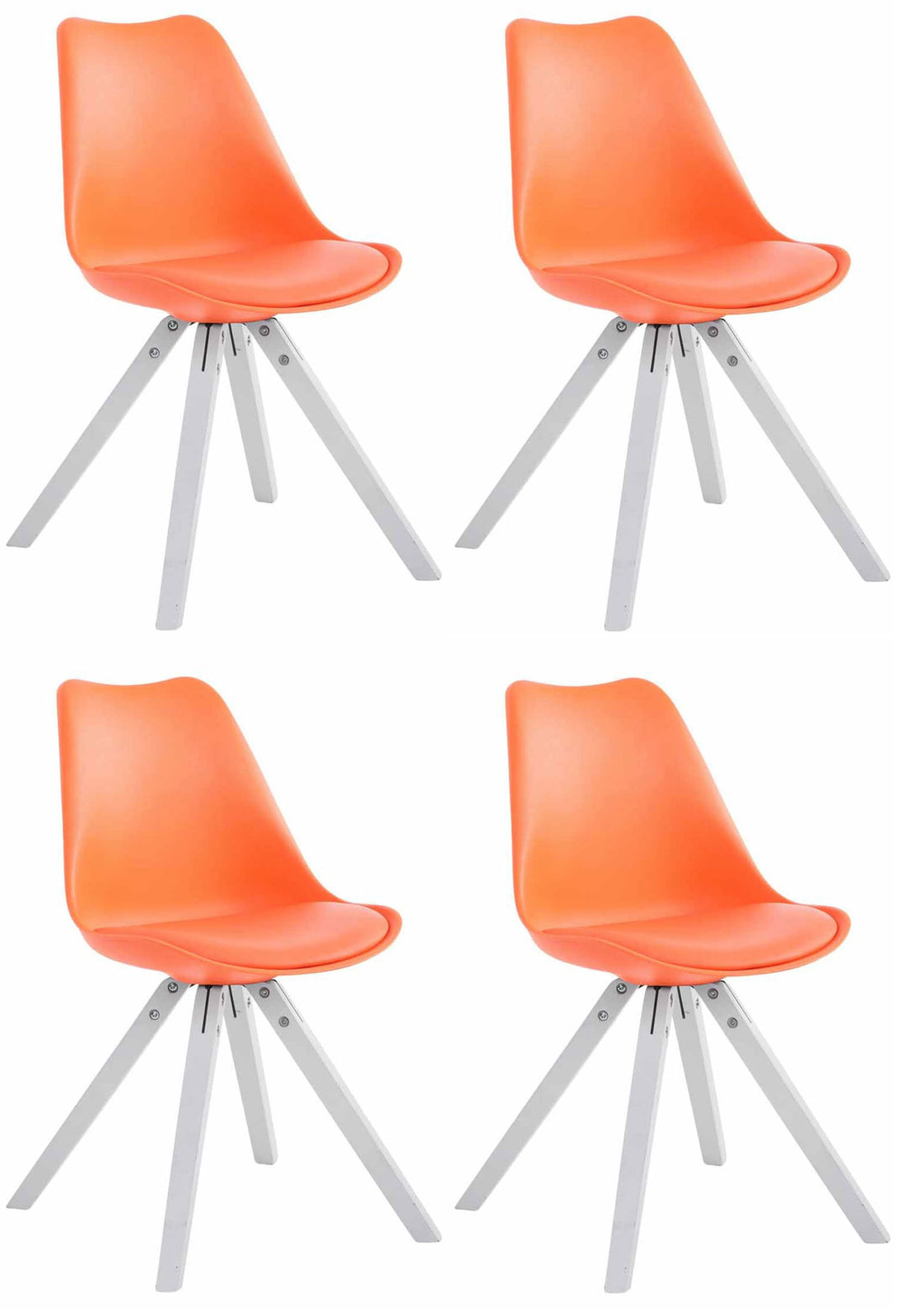Set van 4 vierkante stoelen - Kunstleren stoelen - Ultiem zitcomfort Kleur oranje