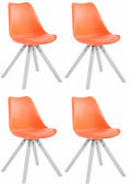 Set van 4 vierkante stoelen - Kunstleren stoelen - Ultiem zitcomfort Kleur oranje