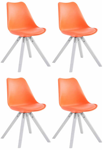 Set van 4 vierkante stoelen - Kunstleren stoelen - Ultiem zitcomfort Kleur oranje