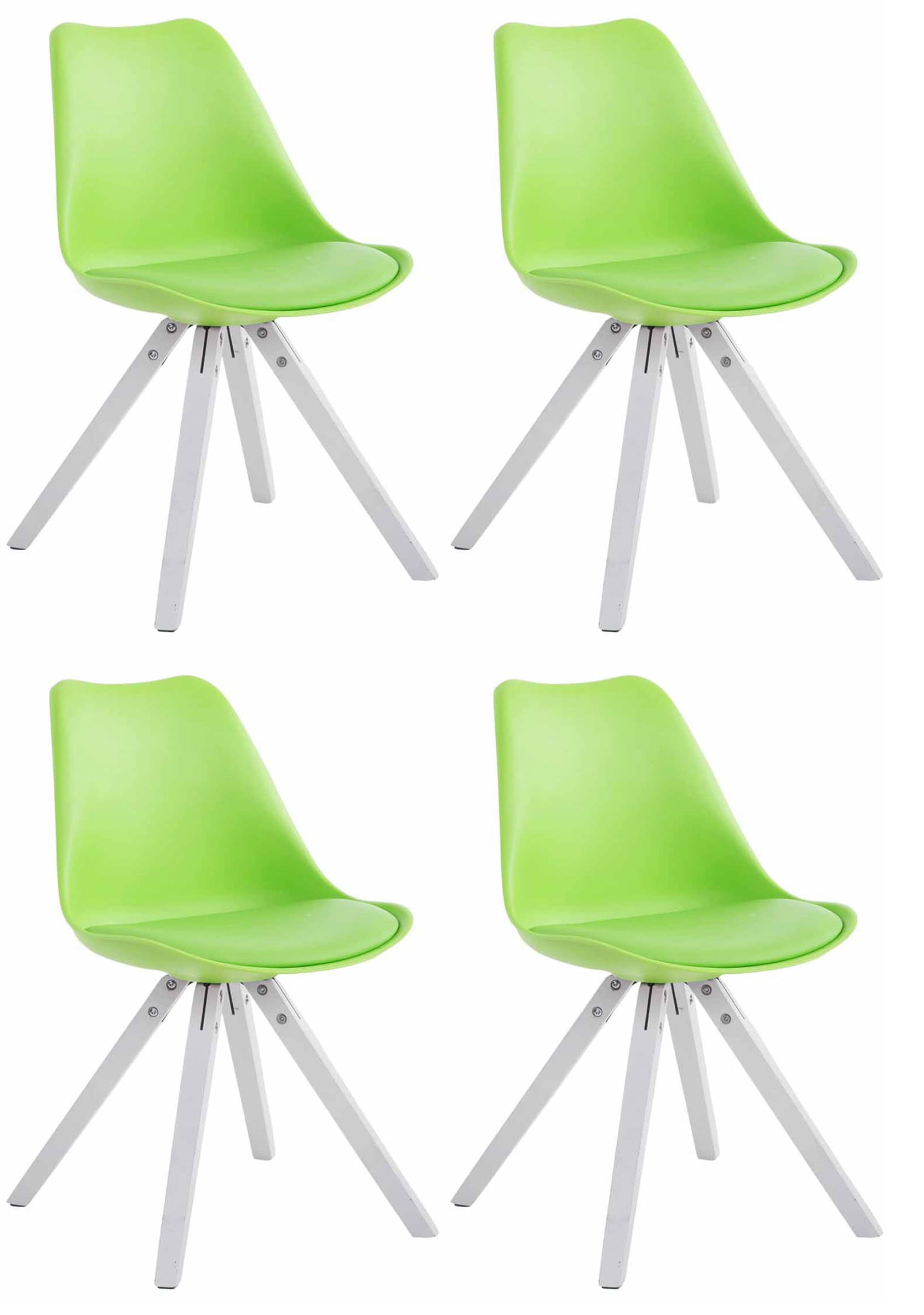 Set van 4 Kunstleren Stoelen - Luxe Vierkante Stoelen - Moderne & Comfortabele Zitting Kleur groen