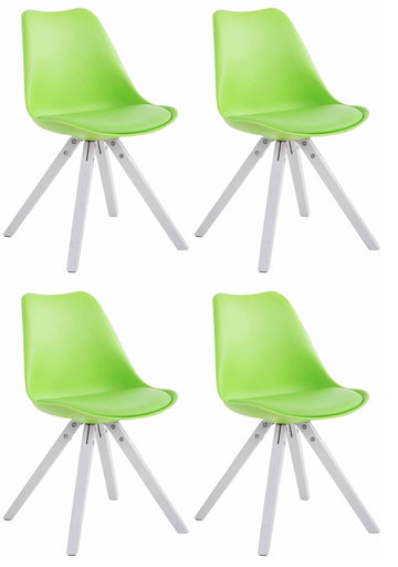 Set van 4 Kunstleren Stoelen - Luxe Vierkante Stoelen - Moderne & Comfortabele Zitting Kleur groen