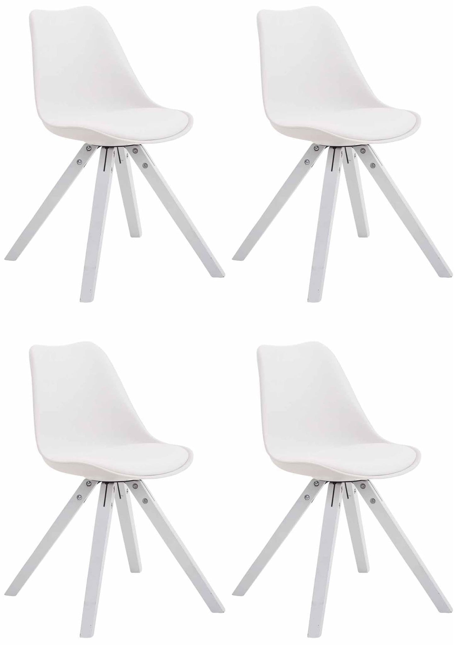 Set van 4 Designstoelen - Kunstleren Stoelen - Comfortabel Zitgemak Kleur wit