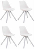 Set van 4 Designstoelen - Kunstleren Stoelen - Comfortabel Zitgemak Kleur wit