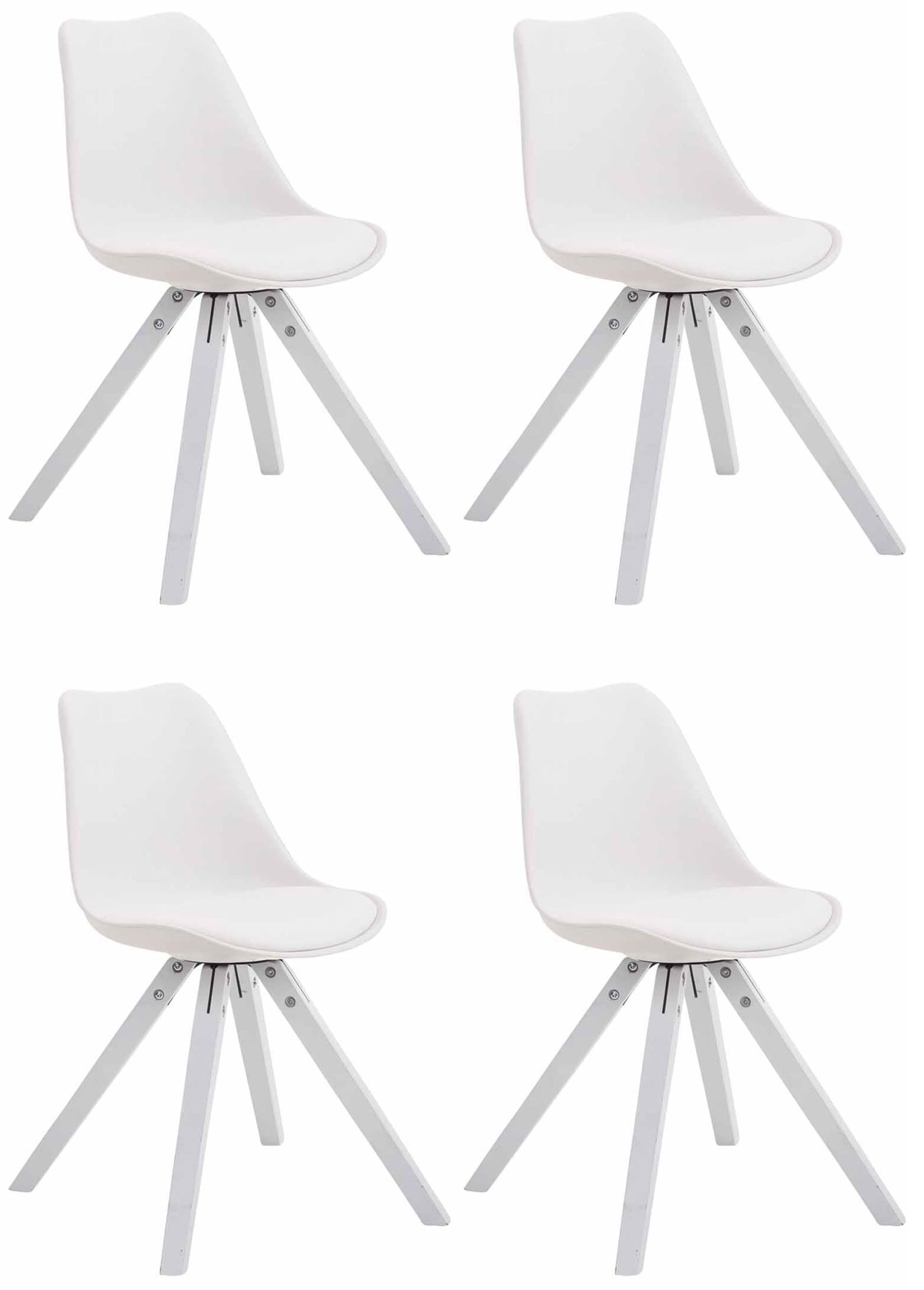 Set van 4 Designstoelen - Kunstleren Stoelen - Comfortabel Zitgemak Kleur wit