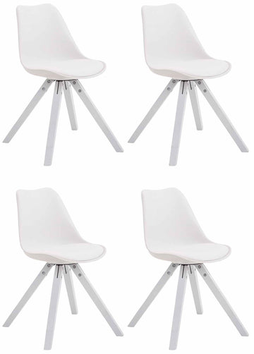 Set van 4 Designstoelen - Kunstleren Stoelen - Comfortabel Zitgemak Kleur wit