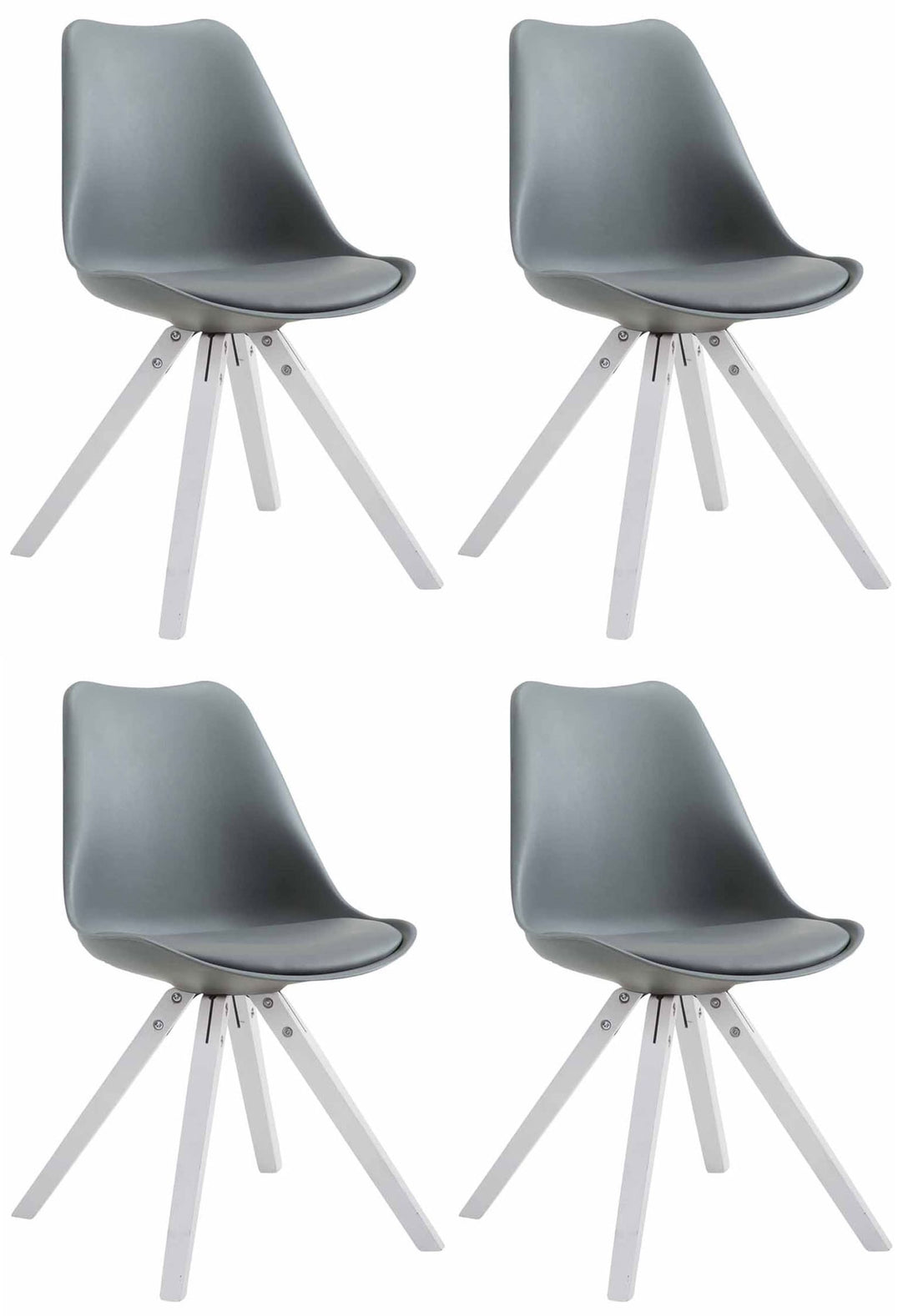 4-delige Moderne Eetkamerstoelen - Kunstlederen Stoelen - Comfortabel Zitcomfort Kleur grijs