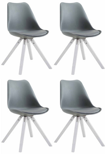 4-delige Moderne Eetkamerstoelen - Kunstlederen Stoelen - Comfortabel Zitcomfort Kleur grijs
