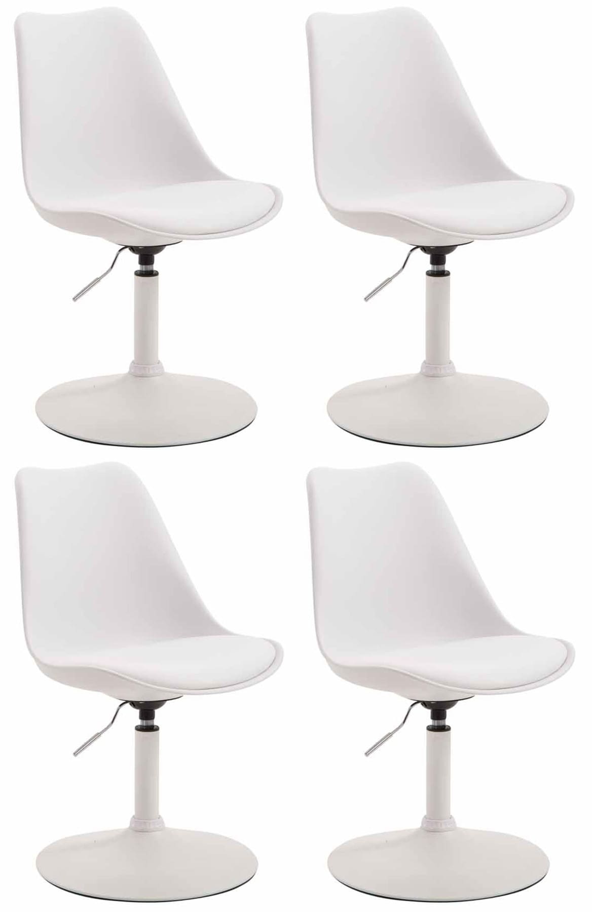 4-delige set Eetkamerstoelen - Keukenstoelen - Comfortabel & 360° Draaibaar Design Kleur wit Onderstel Kleur wit